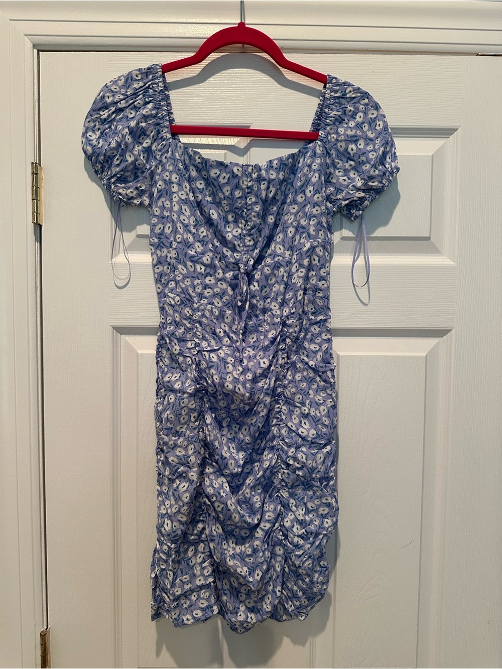 Skylar + Madison Blue Floral Puff-Sleeve Mini Dress